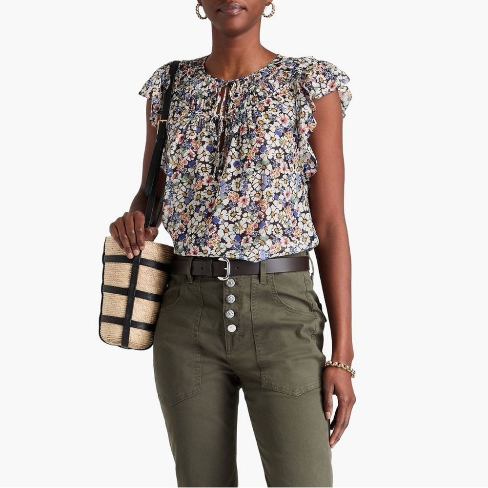 Veronica Beard 100% Silk Floral‎ Ruffle Top - Multicolor